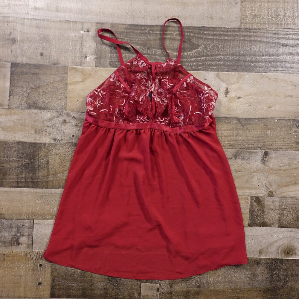 Torrid Curve Lace High Neck Babydoll Lingerie Women’s Size 1 Red Rhubarb